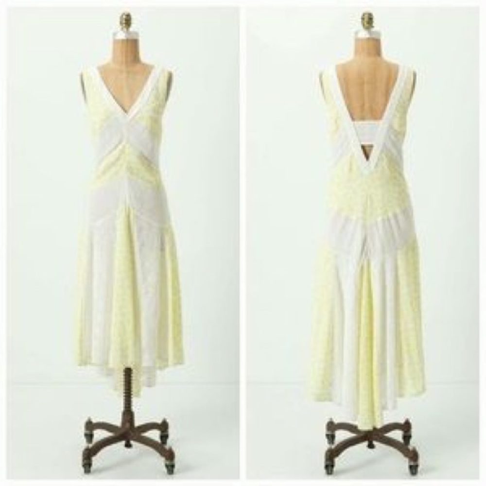 Anthropology drop waist chiffon midi dress